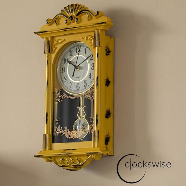 CLOCKSWISE Vintage Grandfather-Style Wall Clock with Wood-Effect