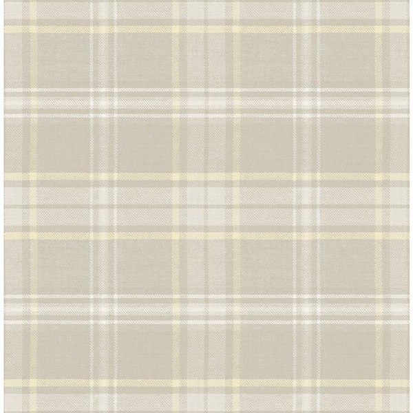 CASA MIA Tartan Cream and Off White and Yellow Paper Non Pasted Strippable Wallpaper Roll (Cover 56.05 sq. ft.)