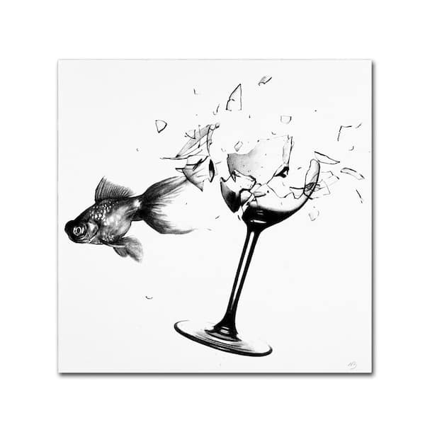 Trademark Fine Art 35 in. x 35 in. "Fish & Wine Glass" by Nick Bantock Printed Canvas Wall Art