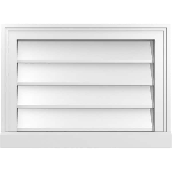 Ekena Millwork 22 in. x 16 in. Vertical Surface Mount PVC Gable Vent: Decorative with Brickmould Sill Frame