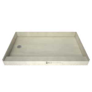 Redi Base 54 in. L x 30 in. W Alcove Single Threshold Shower Pan Base with Left Drain in Polished Chrome