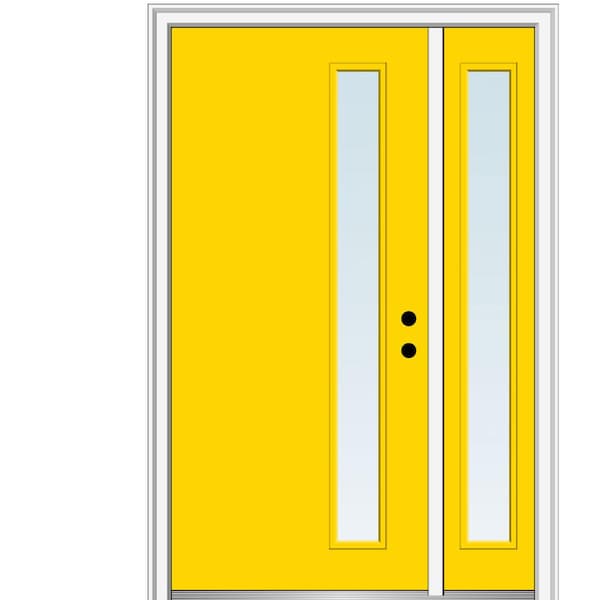 MMI Door 51 in. x 81.75 in. Viola Clear Low-E Left-Hand Inswing 1-Lite Midcentury Painted Steel Prehung Front Door with Sidelite