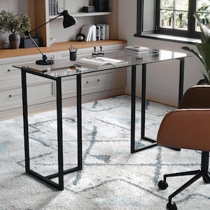 47 in. Rectangle Clear/Oil Rubbed Bronze Glass Computer Desk