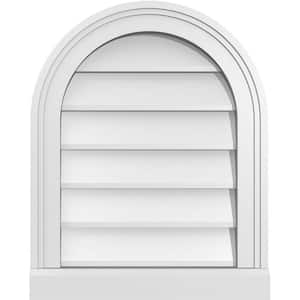 16 in. x 20 in. Round Top White PVC Paintable Gable Louver Vent Non-Functional