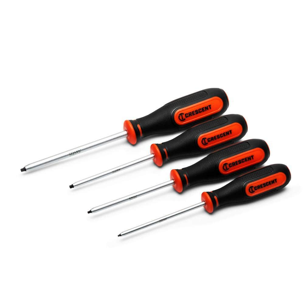 Crescent Square Drive Screwdriver Set with Dual Material Tri-Lobe Handles (4-Piece)