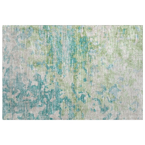 Dream Shag Premium Machine Washable Abstract ADS70 Green 2 ft. x 3 ft. Accent Rug