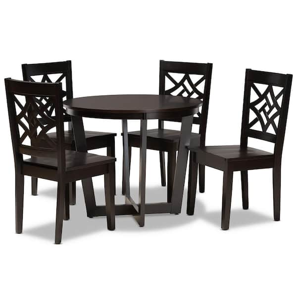Baxton Studio Brava 5-Piece Dark Brown Dining Set