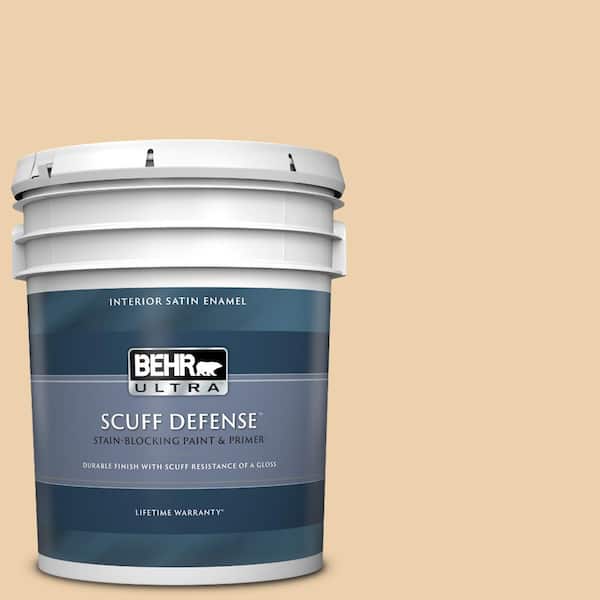 BEHR ULTRA 5 gal. #MQ3-43 Ceramic Beige Extra Durable Satin Enamel Interior Paint & Primer