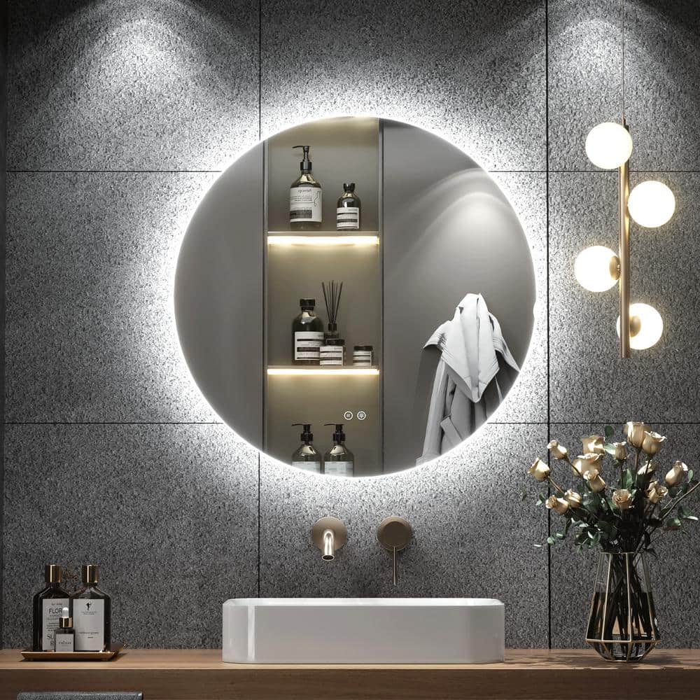 20 in. W. x 20 in. H Round Frameless Super Bright 192 LED S/M Lighted Wall Bathroom Vanity Mirror in Tempered Glass price history on PriceWatchPro