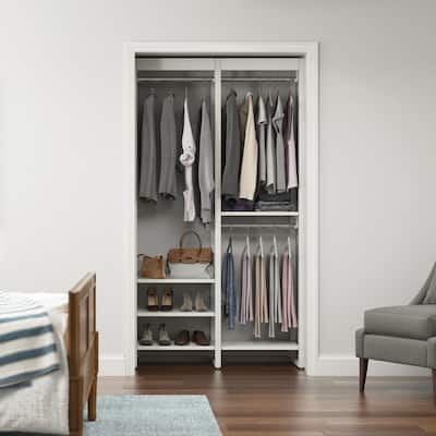 46.5 in. W White Adjustable Tower Wood Closet System with 7 Shelves
