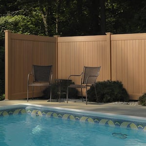 6 ft. H x 8 ft. W Cedar Grove Chestnut Brown Vinyl Privacy Fence Panel