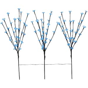 30 in. Artificial Blue LED Lighted Cherry Blossom Branches (Set of 3)