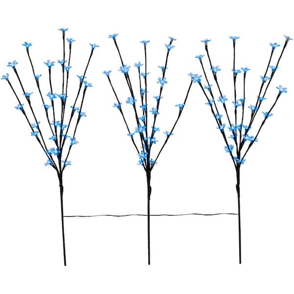 Northlight 30 in. Artificial Blue LED Lighted Cherry Blossom Branches (Set of 3)