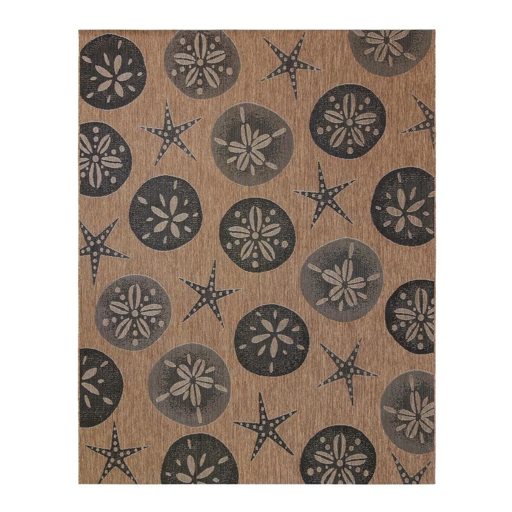 Paseo Havana Black and Beige Synthetic 8' x 10' Outdoor Rug