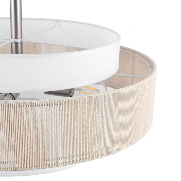 MLiAN 5-Light Brushed Nickel Double Shaded Drum Chandelier with