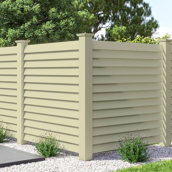 Louvered 6 in. x 6 in. x 102 in. Sand Outside Vinyl Fence Corner Post