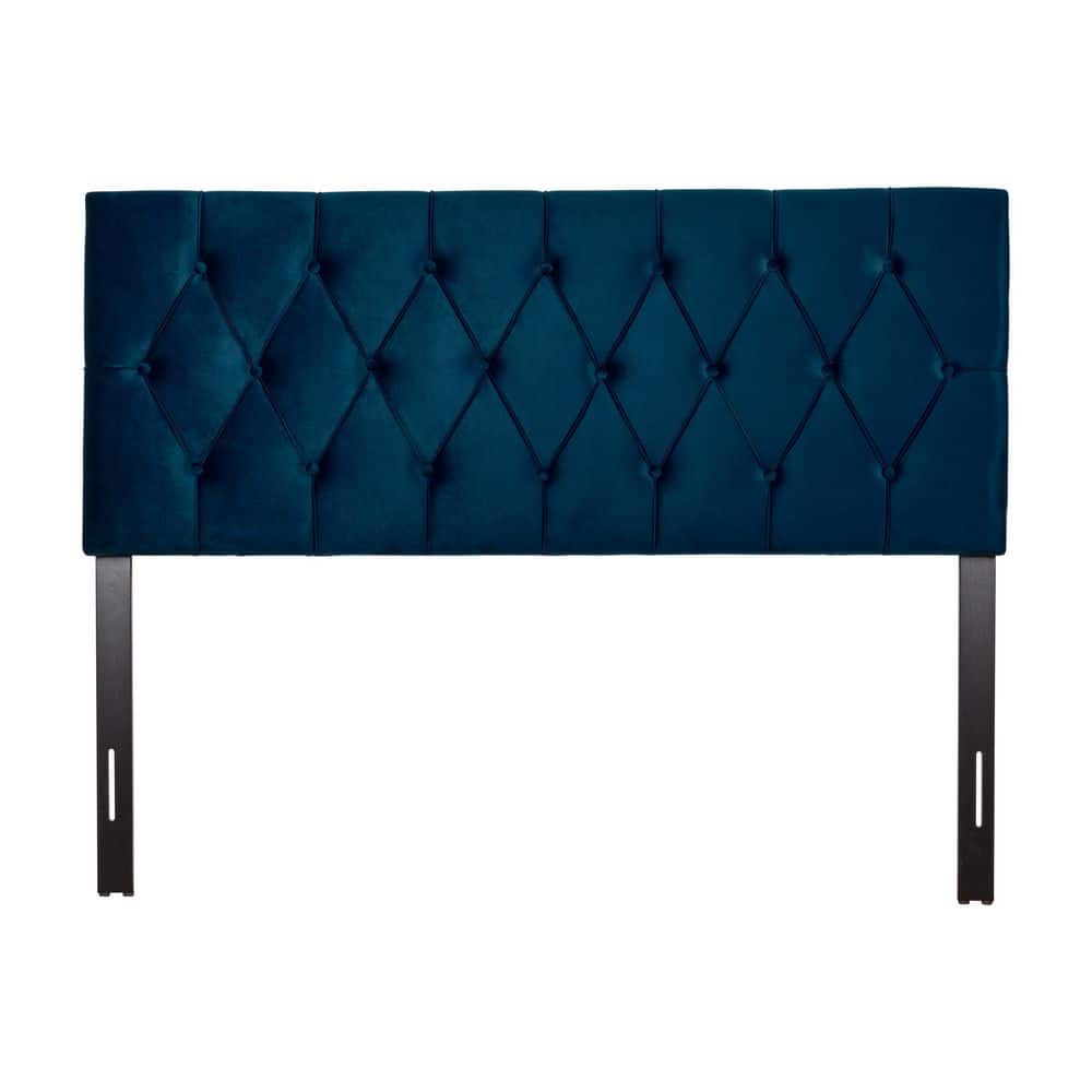 CorLiving Catalina Adjustable Navy Blue Queen Upholstered Headboard