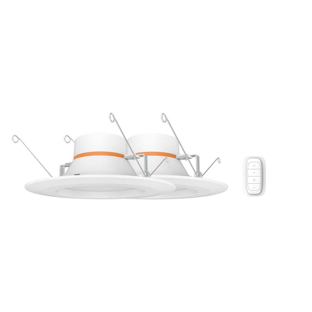5/6 in. Integrated LED White Canless Recessed Light Trim with Adjustable Co
