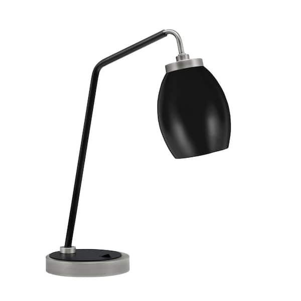 Unbranded Delgado 16.5 in. Graphite and Matte Black Piano Desk Lamp with Black Metal Shade
