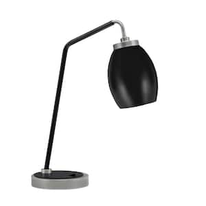 Delgado 16.5 in. Graphite and Matte Black Lamp Accent Lamp with Black Metal Shade