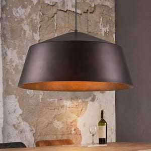 Cedric Contemporary Industrial 21.25 in. 1-Light Vintage Brown Oversized lsland Pendant Light