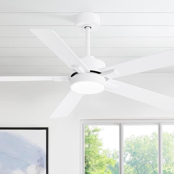 Lamober Walter 52 in. Indoor White Ceiling Fan with Adjustable White LED Light, 5-Reversible Blades and Remote Control Included