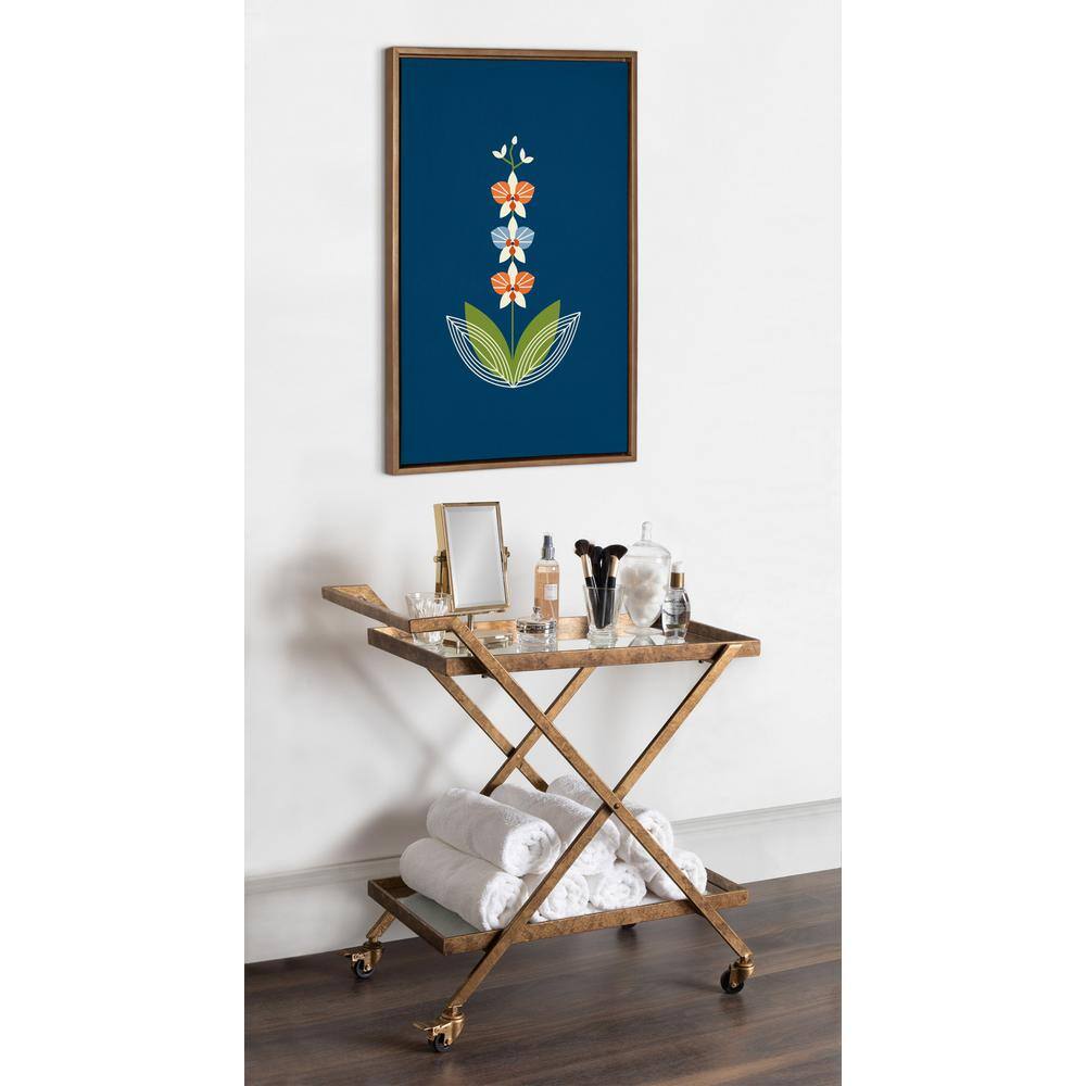 Gold Framed Mid-Century Modern Orchid Canvas Art, 23x33