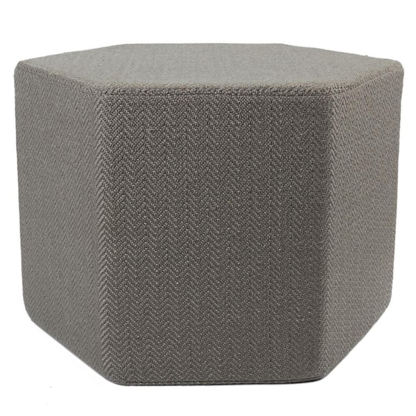 Unbranded Sacha Solid Gray 24 in. x 21 in. x 17 in. Hexagon Pouf