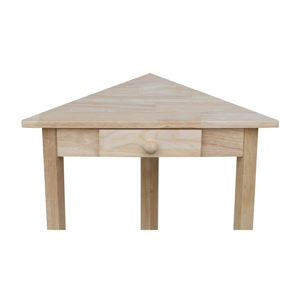 Classic Unfinished Solid Parawood Corner End Table with Storage