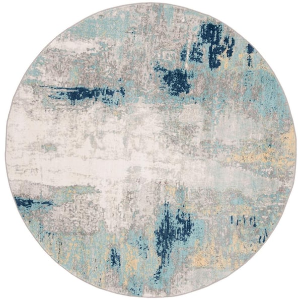 SAFAVIEH Jasper Gray/Gold 5 ft. x 5 ft. Round Abstract Distressed Area Rug
