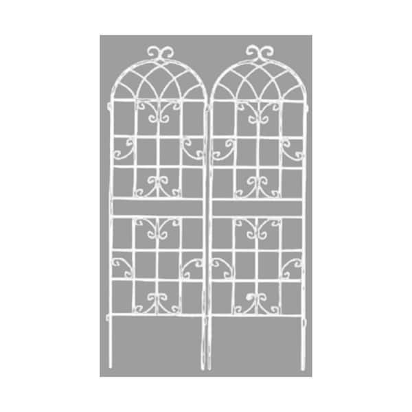71 in. Garden Trellis Outdoor Metal Rustproof Climbing Plants Support in White (2 Pack)