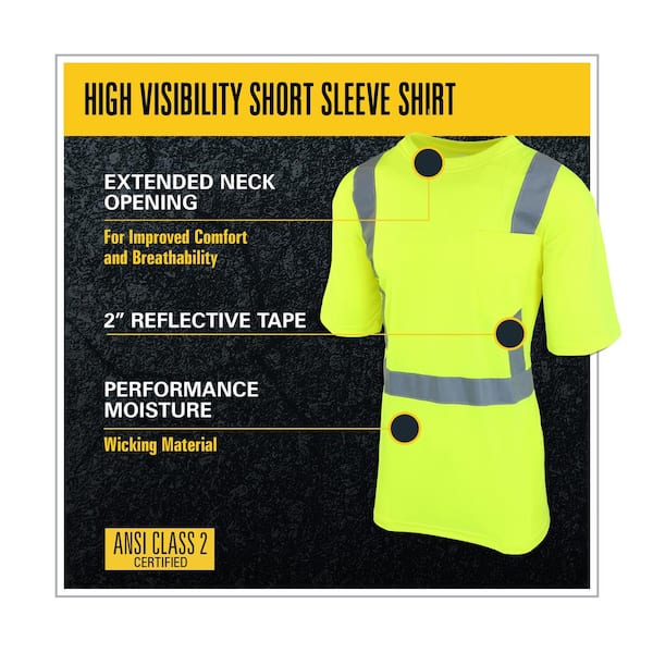 AYKRM - T-shirt Haute Visibilité Jaune Fluorescent Avec Bandes Réfléchissantes - Taille XS à 8XL