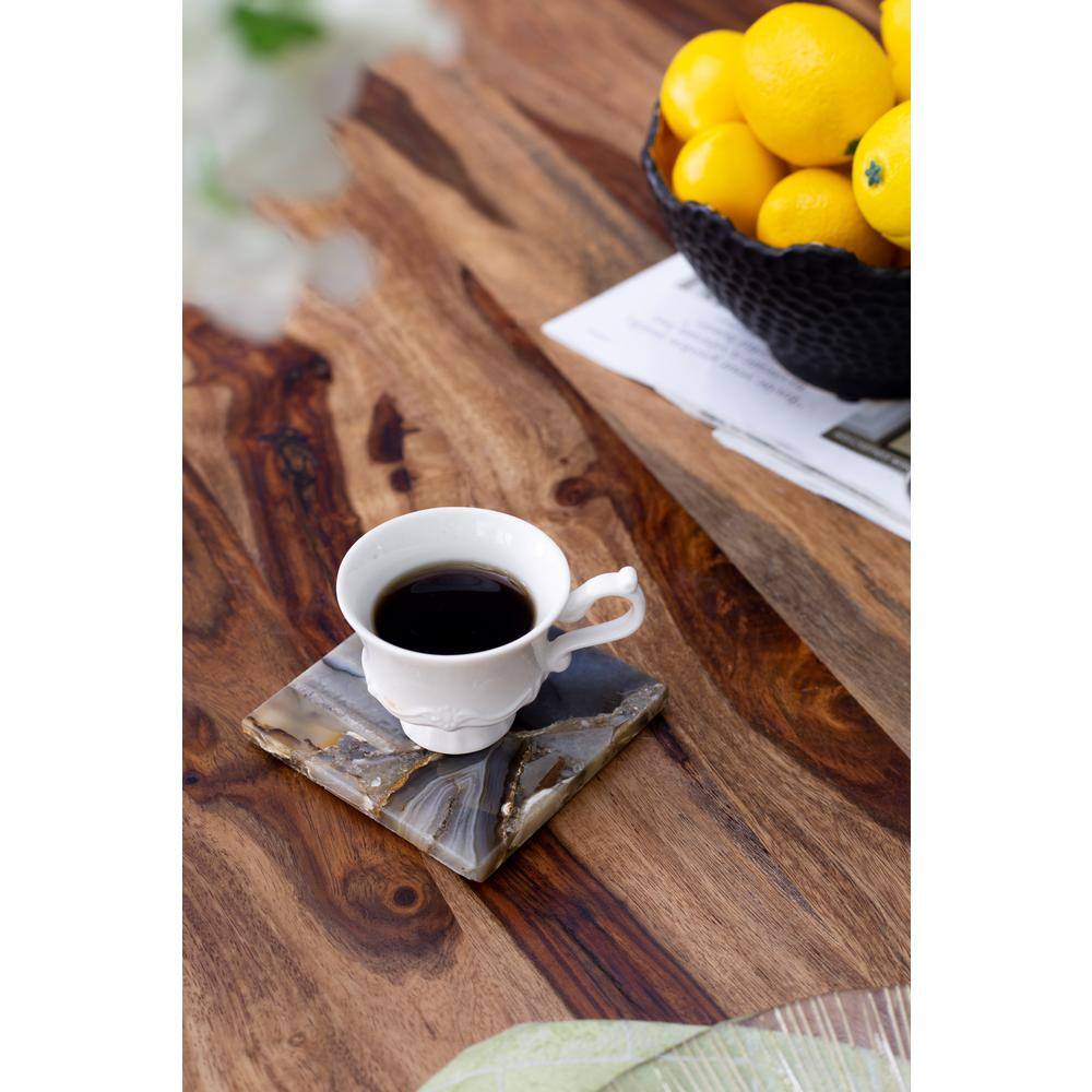 Black Square Agate Stone Coasters Set of 4