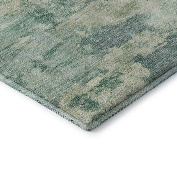 Mayfield Premium Machine Washable Abstract AMF2074 Teal 3 ft. x 4 ft. Area Rug