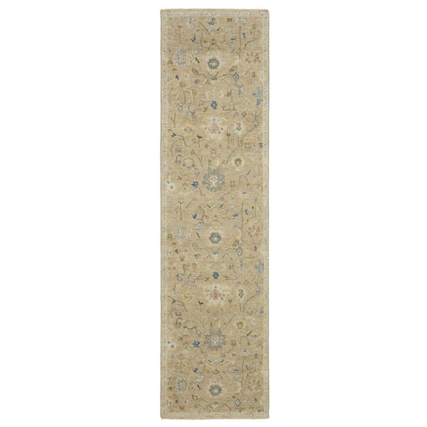 2 ft. x 10 ft. Beige Oriental Washable Area Rug
