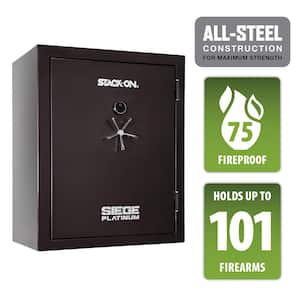 Siege Platinum 101-Gun Fire and Water Resistant Safe, Electronic and Biometric Lock, Black Cherry, Gun Safe