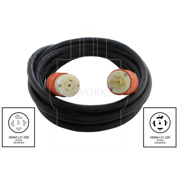 Ac Works 10 Ft Soow 12 5 Nema L21 Amp 3 Phase 1 Volt 8 Volt Industrial Rubber Extension Cord L21pr 010 The Home Depot