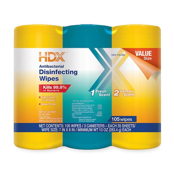 HDX 35-Count Fresh Scent and Lemon Scent Disinfecting Wipes (3-Pack)