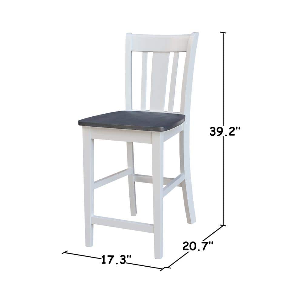 San Remo 24" White and Heather Gray Solid Hardwood Counter Stool