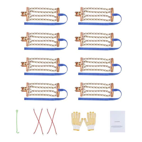 SKYSHALO 16 PCS Thickened Snow Chains, Manganese Alloy Steel Tire Traction for 8-8.8 in./205-225 mm Tires, for Cars, SUVs, Trucks