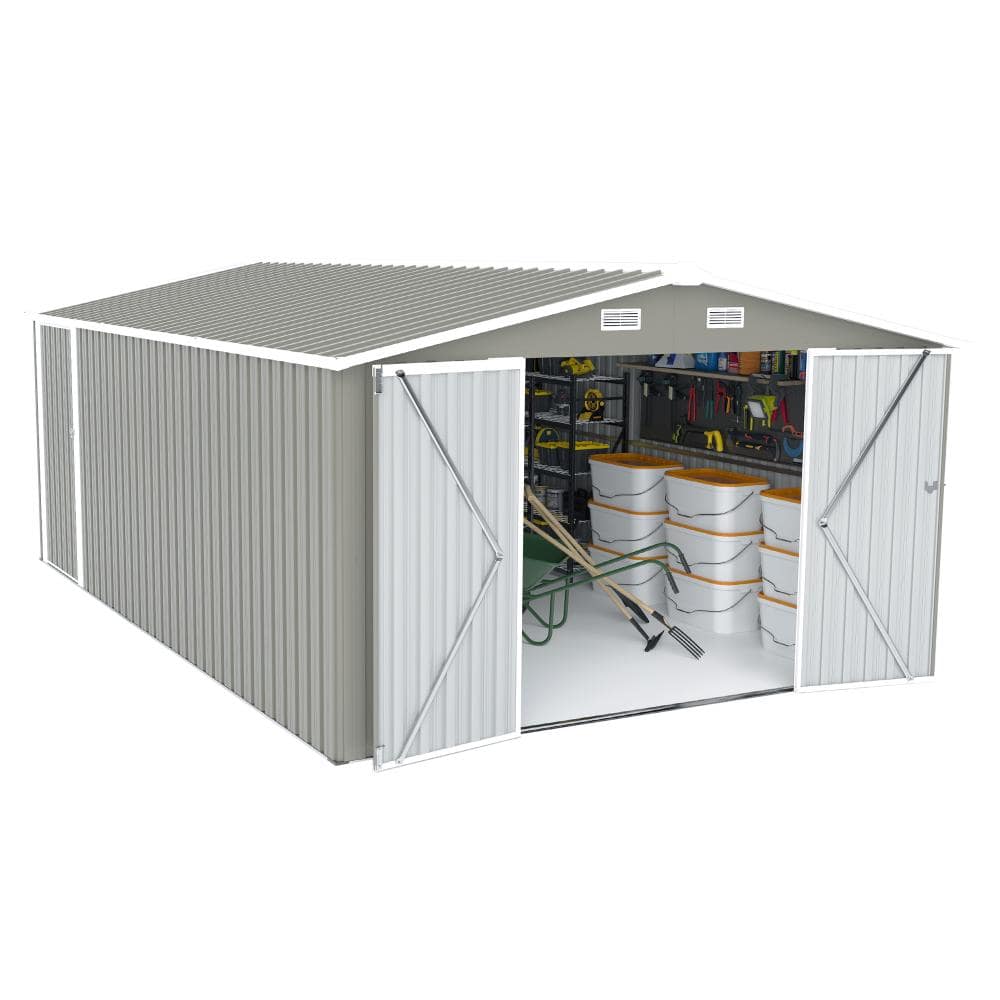 14 ft. W x 10 ft. D Outdoor Storage Shed with 3 Lockable Doors,4 Air Vents & Sloped Roof, Light Grey price history on PriceWatchPro