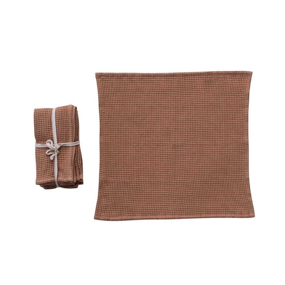 Terracotta 18" Square Woven Linen and Cotton Waffle Napkins Set of 4