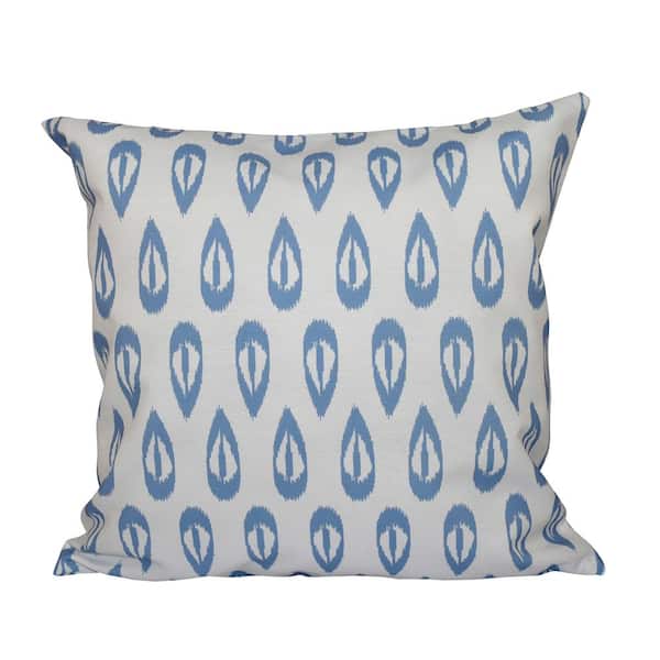 E BY DESIGN LLC Ikat Tears Blue Geometric 16 in. x 16 in. Throw Pillow