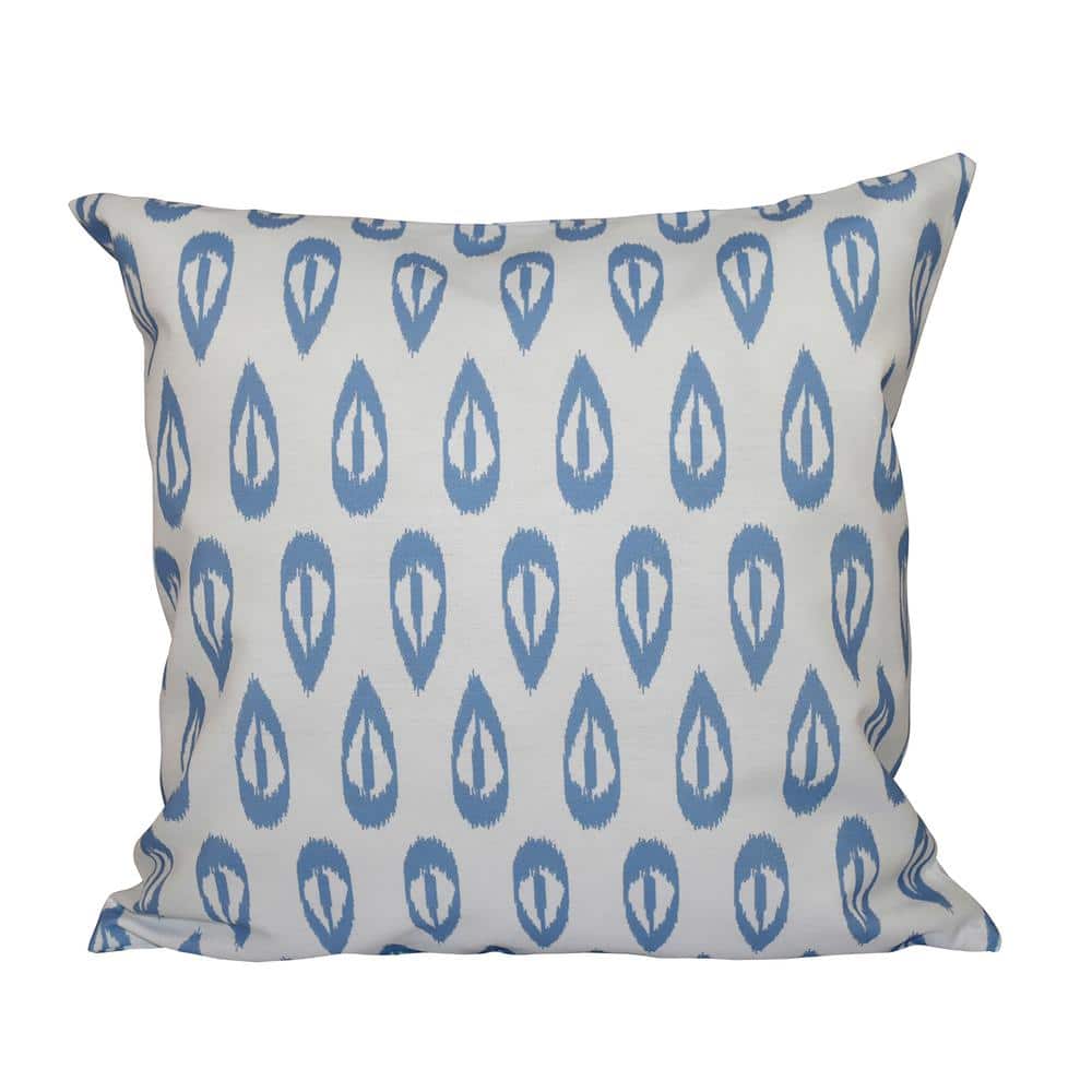 Ikat Tears Blue Geometric 16 in. x 16 in. Throw Pillow
