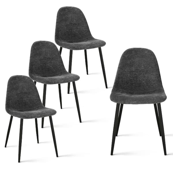 Elevens Gray Luxury Fabric Upholstered Dinning Chair (Set of 4)