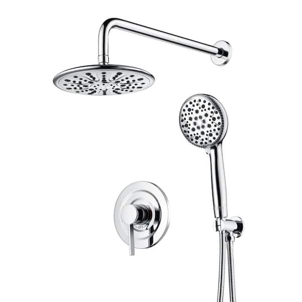 Modern Single Handle 1-Spray Shower Faucet 1.8 GPM with Hand Shower Ceramic Disc Valves in. Chrome (Valve Included)