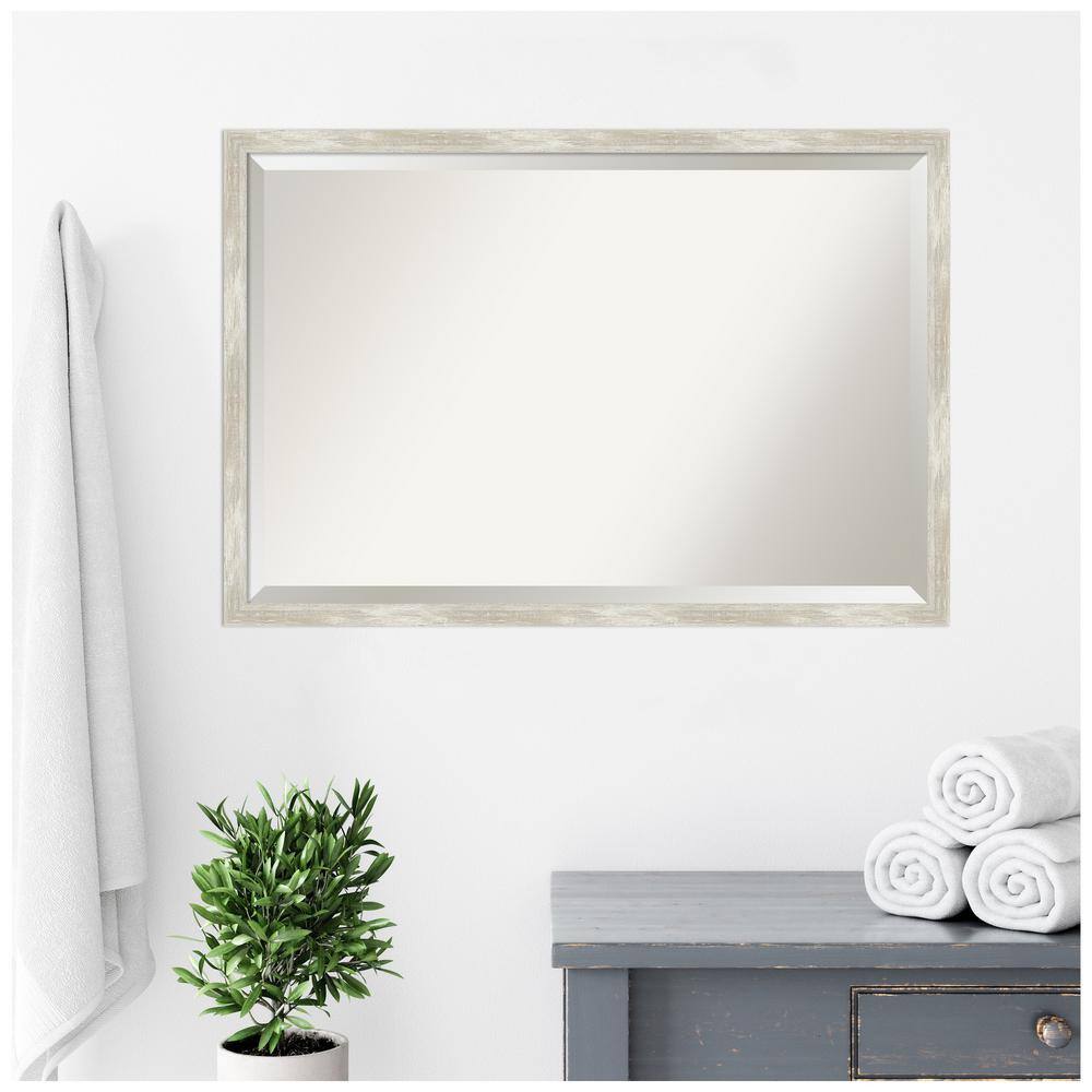 Crackled Metallic 44'' Silver Rectangular Vanity Wall Mirror