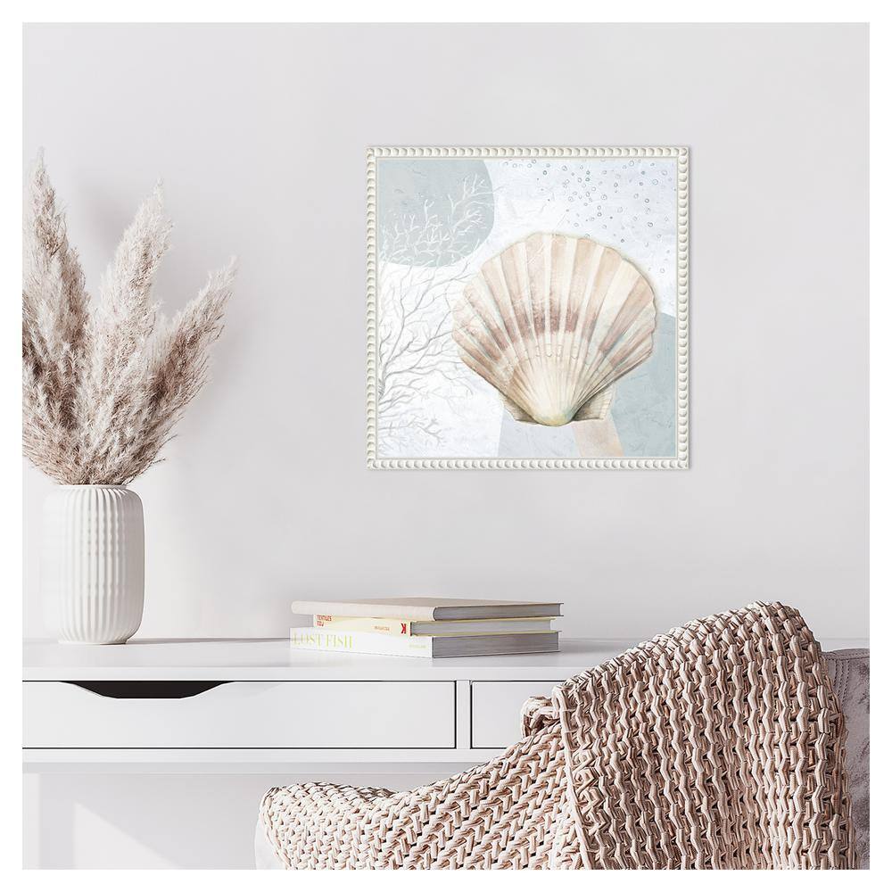 Blush Scallop Nautical Canvas Print with Beaded Frame