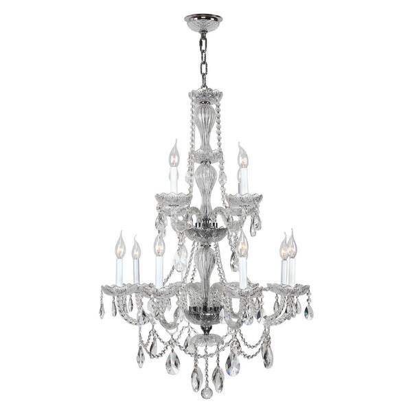 Worldwide Lighting Provence 12-Light Polished Chrome and Clear Crystal Chandelier