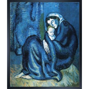 Mother and child by Pablo Picasso Studio Black Wood Framed People Oil Painting Art Print 21.5 in. x 25.5 in.